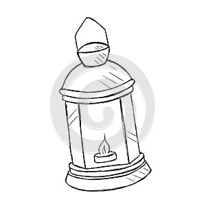 Vector hand drawn kerosene lamp. Doodle style