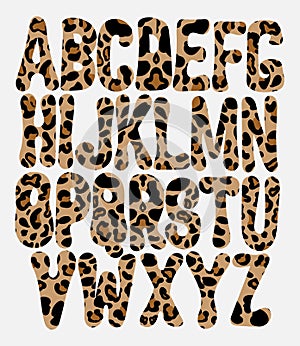Vector hand drawn leopard font .