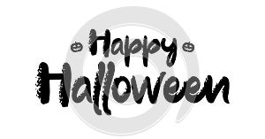 Vector Hand drawn lettering of Happy Halloween with pumpkins on white background