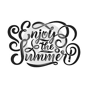 Vector hand drawn lettering about Summer. Isolated calligraphy for travel agency, beach party. Great design for postcard
