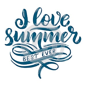 Vector hand drawn lettering about Summer. Isolated calligraphy for travel agency, beach party. Great design for postcard