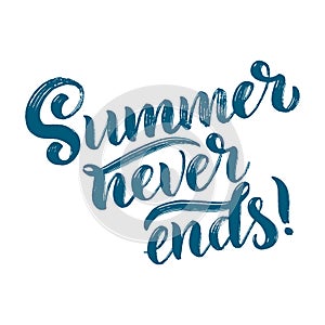 Vector hand drawn lettering about Summer. Isolated calligraphy for travel agency, beach party. Great design for postcard