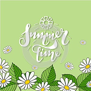 Vector hand drawn lettering - Summer time. Great design for postcard, t-shirt or poster.