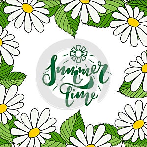 Vector hand drawn lettering - Summer time. Great design for postcard, t-shirt or poster.