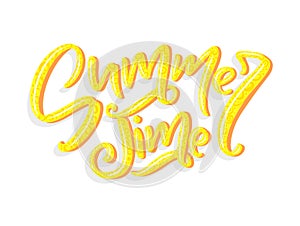 Vector hand drawn lettering - Summer time. Isolated calligraphy for travel agency, summer party. Great design for