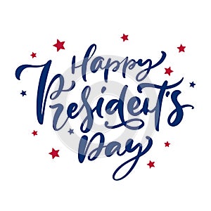 Vector Hand drawn lettering text Happy Presidents Day for holiday in USA. Calligraphic design for print greetings card