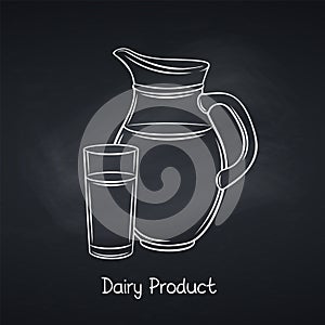 Vector hand drawn milk jug and
