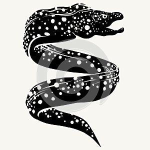 Vector hand drawn minimal illustration of moray eel.