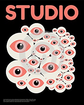 Vector hand drawn minimalistic illustration eyes .