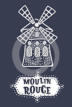 Vector Hand Drawn Moulin.