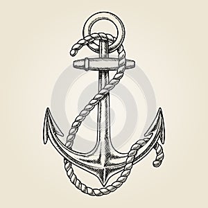 Vector hand drawn nautical anchor