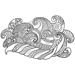 Vector hand drawn outline abstract ornamental ethnic stripe background