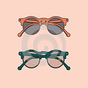 Vector hand-drawn outline isolated pair of glasses