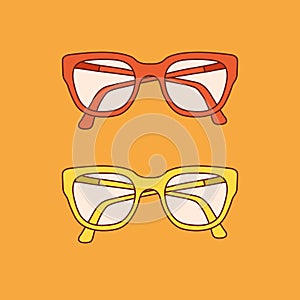 Vector hand-drawn outline isolated pair of glasses