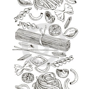 Vector hand drawn pasta Illustration.