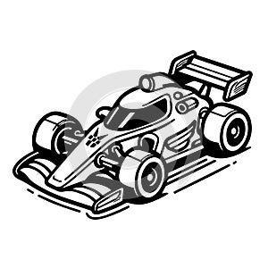 Vector hand drawn race car outline childish illustration