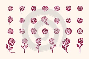 Vector hand drawn rose symbol simple sketch illustration on light background