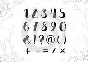 Vector Hand Drawn Script Numbers from 0 to 9. Digits Written wit