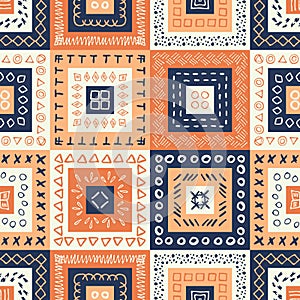 Vector hand drawn seamless folk pattern