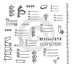 Vector hand drawn set of banners