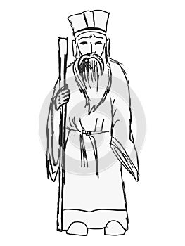Vector illustration of Chinese wise man