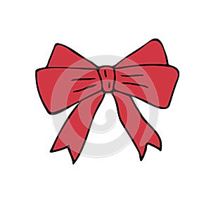 Vector hand drawn sketch doodle red bow tie