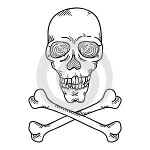 Vector Hand Drawn Sketch Skull and Crossbones