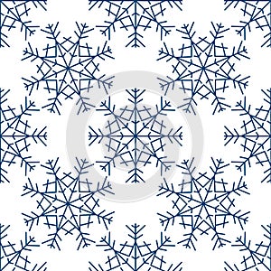 Vector hand drawn Snowflakes seamless pattern. Original design, Winter Snow Flakes Doodles. For Christmas background