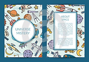 Vector hand drawn space science elements card