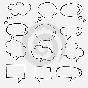 Vector hand drawn speech bubbles on white