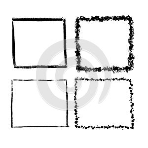 Vector hand drawn squares, black lines, grunge