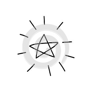 vector hand drawn star doodle icon, isolated