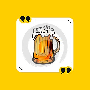 Vector Hand Drawn Style Beer Mug, Colourful Illustration Isolated on White Background, Cold Beer.