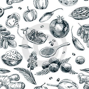 Vector hand drawn superfood Illustration.