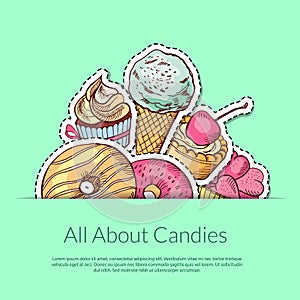 Vector hand drawn sweets illustration photo