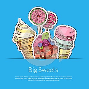 Vector hand drawn sweets in pocket illustration photo