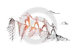 Vector hand drawn teamwork concept sketch.