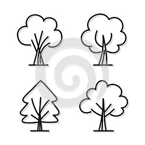 Vector Hand Drawn Tree Icon Set