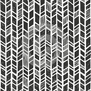 Vector hand drawn tribal pattern. Seamless primitive geometric background with grunge texture.