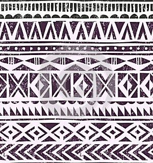 Vector hand drawn tribal print. Primitive geometric background in grunge style.