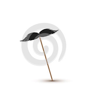 Vector hand drawn Vintage Black curly mustache. Moustache isolated on white background. realistic elements of a mustache