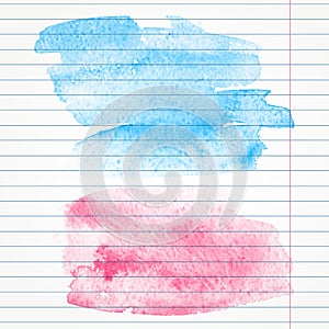 Vector hand drawn watercolor brush stains. Two colorful painted strokes.