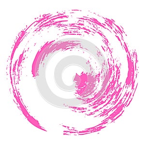 Vector hand-drawn watercolor brush strokes in the form of a circle of pink color on a white background.