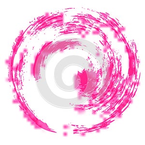 Vector hand-drawn watercolor brush strokes in the form of a circle of pink color on a white background.