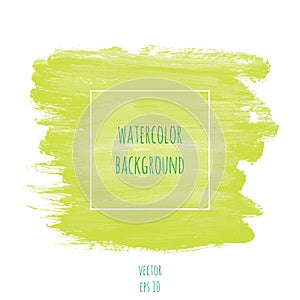 Vector hand drawn watercolor light green, lime color texture