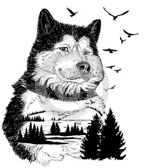Vector Hand drawn Wolf for your design