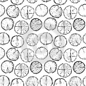 Vector hand drawn wood seamless pattern isolated on white backdrop