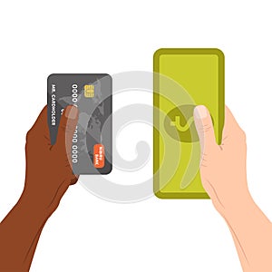 Dollar note and credit card in the hands