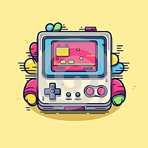 Vector of a hand holding a Nintendo Gameboy, creating a nostalgic and iconic image