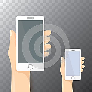 Vector Hand holding white smart phone